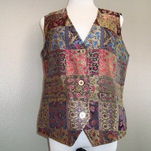 NWT Coldwater Creek Shimmer Patchwork Vest Lined Pockets sz S